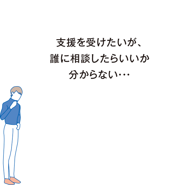 支援を受けたいが、誰に相談したらいいか分からない・・・